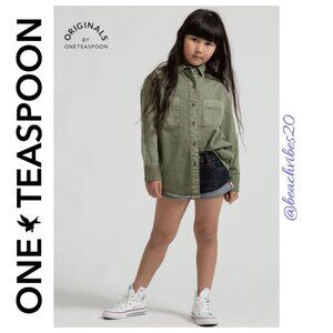 ONE TEASPOON Kids Soho Shirt Super Khaki 7-8 NWT O-277
